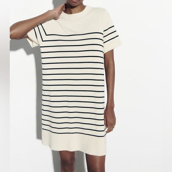 ZARA STRIPED KNIT MINI DRESS - Picture 8 of 9